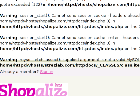 Shopalize Crash